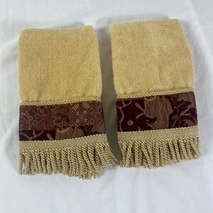 Croscill Gold and Burgundy Decorative Bath Towels with Fringe